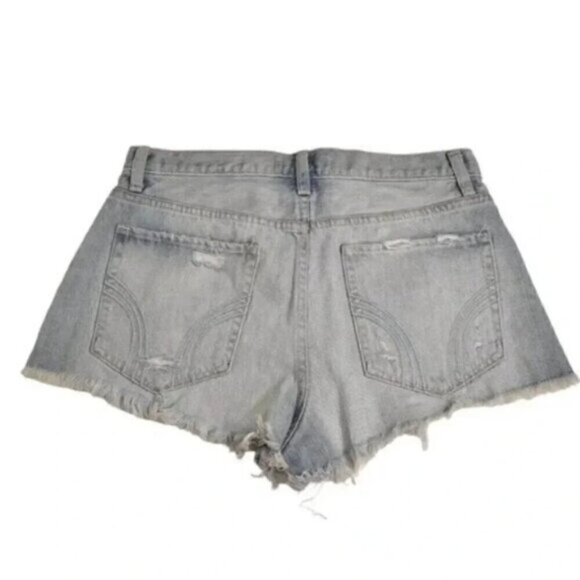 Hollister High Rise Jean Shorts Light Wash Distressed Blue Size 27 - Picture 4 of 10